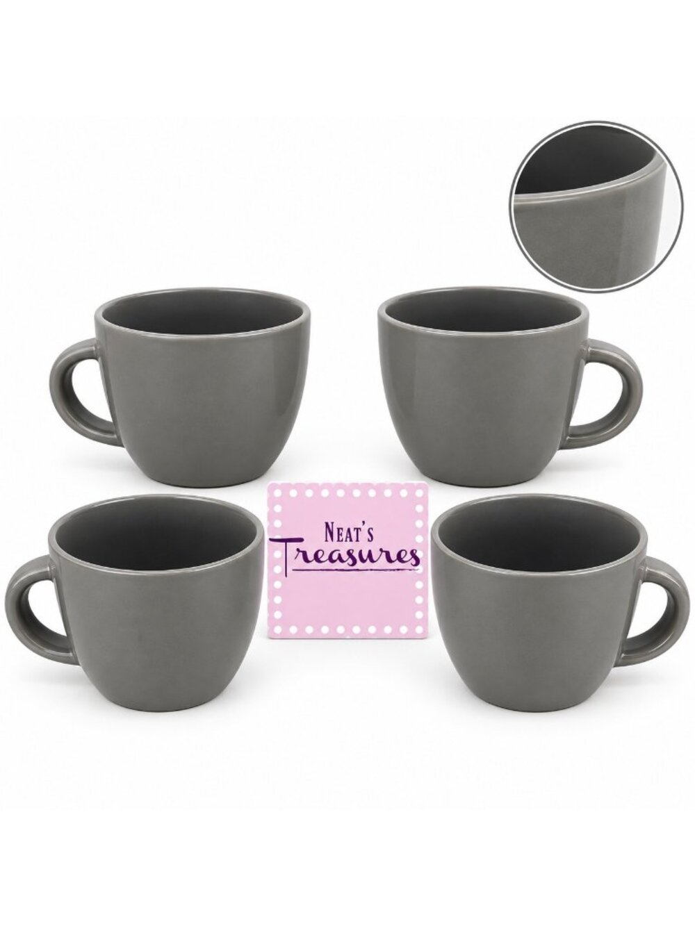 Project 62 Target AVESTA Glossy Gray Stoneware 16 oz Oversize Cups Mugs Set of 4
